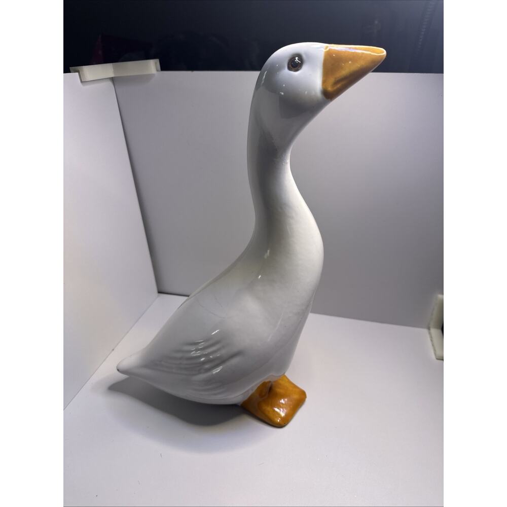 Vintage Large Ceramic Glazed Duck 13” Tall 8” Wide